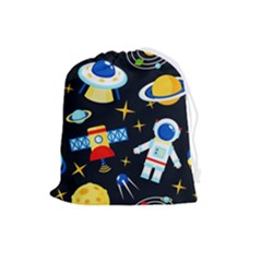 Space Seamless Pattern Drawstring Pouch (large) by Wav3s