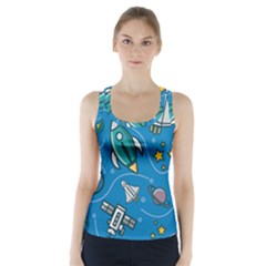 About-space-seamless-pattern Racer Back Sports Top by Wav3s