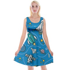 About-space-seamless-pattern Reversible Velvet Sleeveless Dress by Wav3s