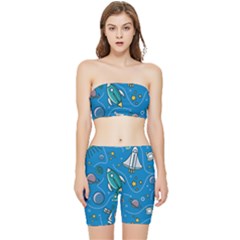 About-space-seamless-pattern Stretch Shorts And Tube Top Set by Wav3s