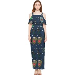 Monster-alien-pattern-seamless-background Draped Sleeveless Chiffon Jumpsuit by Wav3s