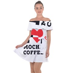 I Love Mocha Coffee Off Shoulder Velour Dress by ilovewhateva