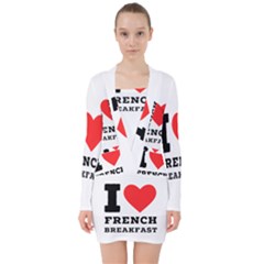 I Love French Breakfast  V-neck Bodycon Long Sleeve Dress by ilovewhateva