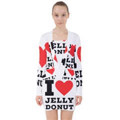 I Love Jelly Donut V-neck Bodycon Long Sleeve Dress by ilovewhateva