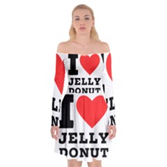 I Love Jelly Donut Off Shoulder Skater Dress by ilovewhateva