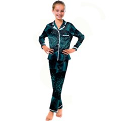 Ornament District Turquoise Kids  Satin Long Sleeve Pajamas Set by Ndabl3x