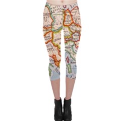 Map Europe Globe Countries States Capri Leggings  by Ndabl3x