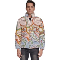 Map Europe Globe Countries States Men s Puffer Bubble Jacket Coat by Ndabl3x