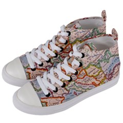 Map Europe Globe Countries States Women s Mid-top Canvas Sneakers by Ndabl3x