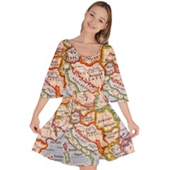 Map Europe Globe Countries States Velour Kimono Dress by Ndabl3x