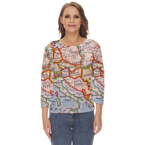 Map Europe Globe Countries States Cut Out Wide Sleeve Top by Ndabl3x