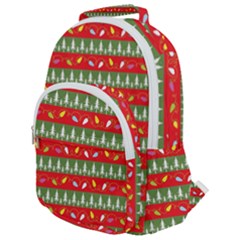 Christmas Papers Red And Green Rounded Multi Pocket Backpack by Ndabl3x