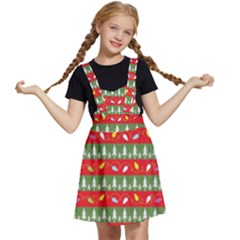 Christmas Papers Red And Green Kids  Apron Dress by Ndabl3x