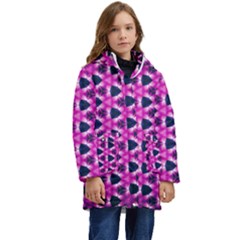 Digital Art Artwork Abstract Kids  Hooded Longline Puffer Jacket by Ndabl3x