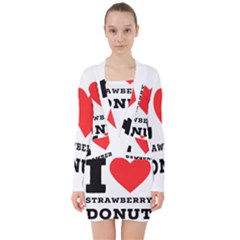 I Love Strawberry Donut V-neck Bodycon Long Sleeve Dress by ilovewhateva