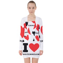 I Love Watermelon  V-neck Bodycon Long Sleeve Dress by ilovewhateva