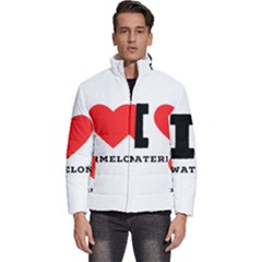 I Love Watermelon  Men s Puffer Bubble Jacket Coat by ilovewhateva