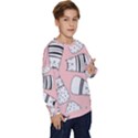 Cute Cats Cartoon Seamless-pattern Kids  Long Sleeve Jersey View3