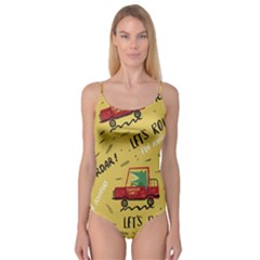 Childish-seamless-pattern-with-dino-driver Camisole Leotard  by Vaneshart