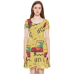 Childish-seamless-pattern-with-dino-driver Inside Out Cap Sleeve Dress by Vaneshart