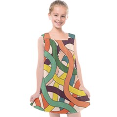 Snake Stripes Intertwined Abstract Kids  Cross Back Dress by Vaneshop