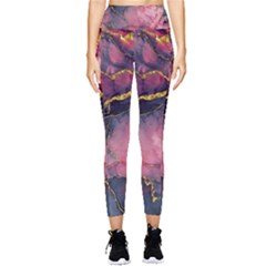 Pink Texture Resin Pocket Leggings  by Vaneshop