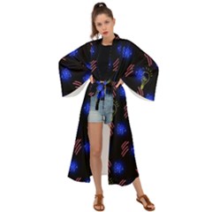 Background Pattern Graphic Maxi Kimono by Vaneshop