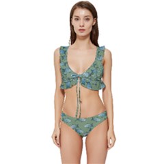 Fishes Pattern Background Theme Low Cut Ruffle Edge Bikini Set by Vaneshop