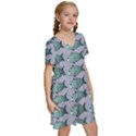 Fishes Pattern Background Theme Art Kids  Short Sleeve Tiered Mini Dress View3