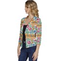 Flower Fabric Design Women s Casual 3/4 Sleeve Spring Jacket View2