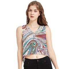 Abstract Background Ornamental V-neck Cropped Tank Top by Vaneshop