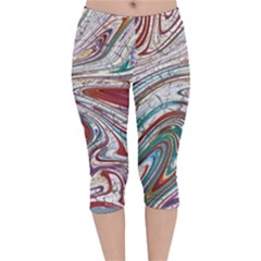 Abstract Background Ornamental Velvet Capri Leggings  by Vaneshop