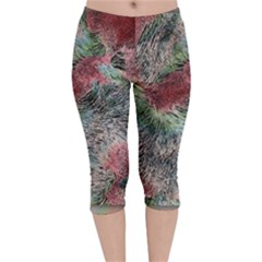 Design Pattern Scarf Gradient Velvet Capri Leggings  by Vaneshop