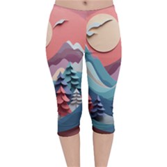 Paper Art Pastel Velvet Capri Leggings  by Vaneshop