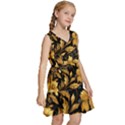 Flower Gold Floral Kids  Sleeveless Tiered Mini Dress View3