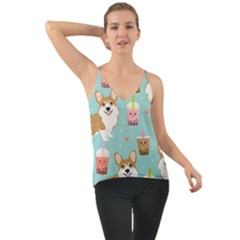 Welsh Corgi Boba Tea Bubble Cute Kawaii Dog Breed Chiffon Cami by Wav3s