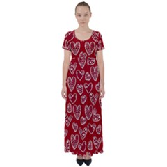 Vector Seamless Pattern Of Hearts With Valentine s Day High Waist Short Sleeve Maxi Dress by Wav3s