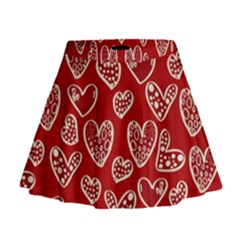 Vector Seamless Pattern Of Hearts With Valentine s Day Mini Flare Skirt by Wav3s