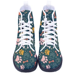 Dog Paw Colorful Fabrics Digitally Kid s High-top Canvas Sneakers by Wav3s