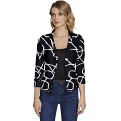 Mazipoodles In The Frame - Black White Women s Casual 3/4 Sleeve Spring Jacket by Mazipoodles