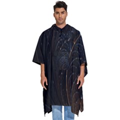 Abstract Dark Shine Structure Fractal Golden Men s Hooded Rain Ponchos by Vaneshop