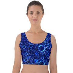 Blue Bubbles Abstract Velvet Crop Top by Vaneshop