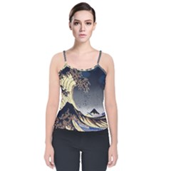 The Great Wave Off Kanagawa Japanese Waves Velvet Spaghetti Strap Top by Vaneshop