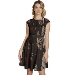 Vintage Tattoos Nautical Cap Sleeve High Waist Dress by Vaneshop