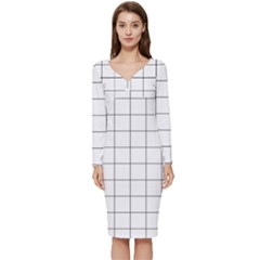 Mesh Long Sleeve V-neck Bodycon Dress  by zhou