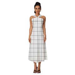 Mesh Sleeveless Cross Front Cocktail Midi Chiffon Dress by zhou