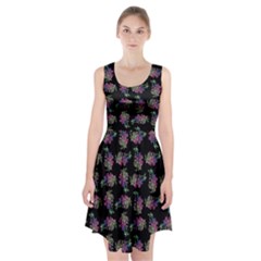 Midnight Noir Garden Chic Pattern Racerback Midi Dress by dflcprintsclothing