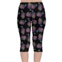 Midnight Noir Garden Chic Pattern Velvet Capri Leggings  View2