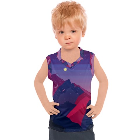 Abstract Landscape Sunrise Mountains Blue Sky Kids  Sport Tank Top by Grandong