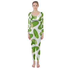 Vegetable Pattern With Composition Broccoli Long Sleeve Catsuit by Grandong